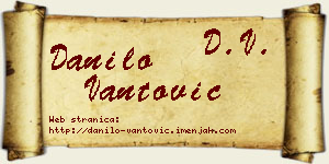 Danilo Vantović vizit kartica